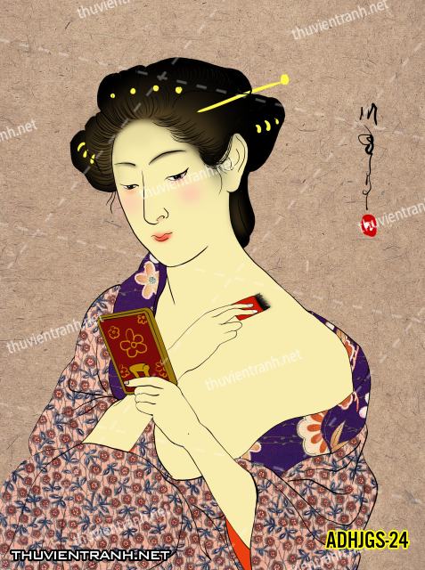 Tranh dán tường Cô gái  Nhật Bản mặc kimono, tranh minh họa cô gái Nhật Bản xưa -ADHJGS-24 - Kết quả tìm kiếm tranh tường